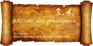 Körözsi Antonietta névjegykártya